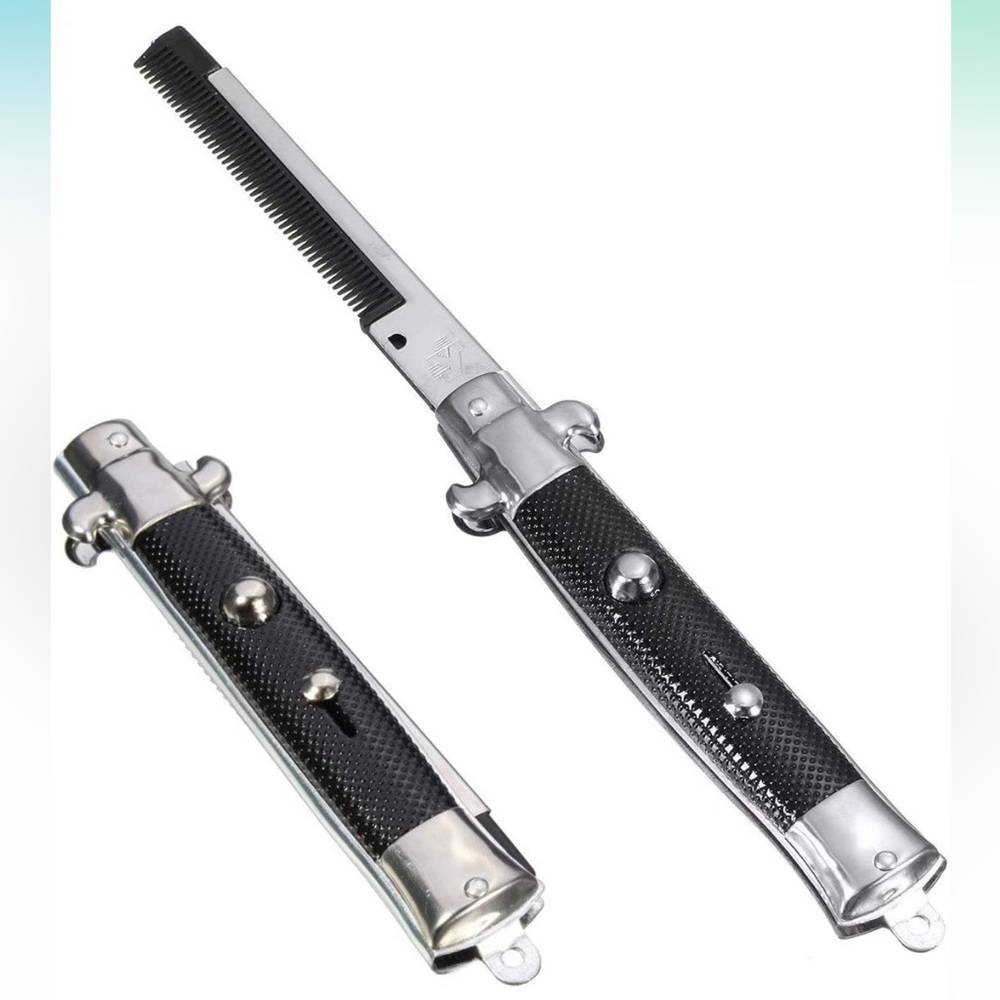 BN Rhode Island Novelty 9 Inch Stainless Steel Switch-Blade Folding Pocket Comb